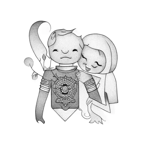 mom and son tattoo design idea