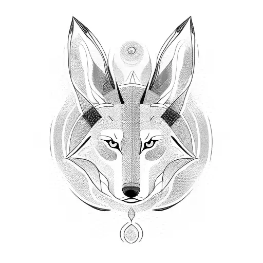 Neo tribal tree with wolf and bunny  tattoo design idea