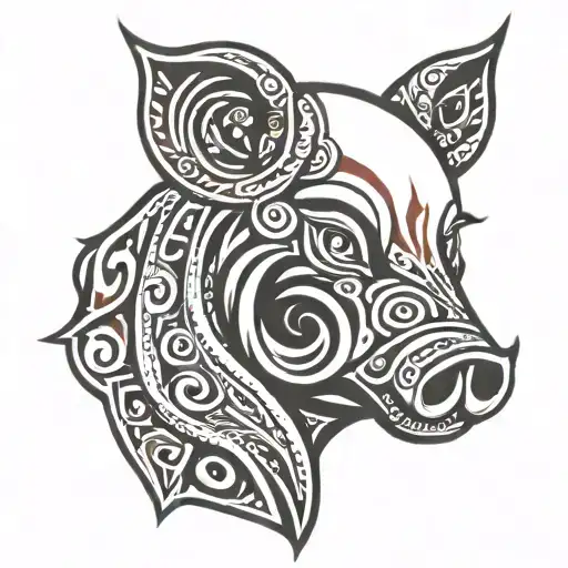 tribal pig face tattoo design idea