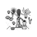 Pumpjack with cactus tattoo design idea