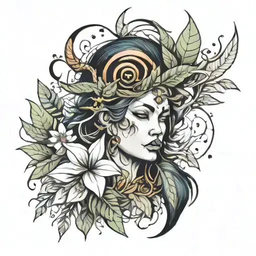 nature spirit, style fin tattoo design idea
