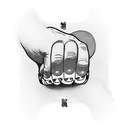 A poker hand holding a controller with a jiu-jitsu belt wrapped around it tattoo design idea