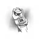 A poker hand holding a controller with a jiu-jitsu belt wrapped around it tattoo design idea