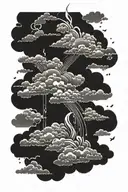 clouds fire rain tattoo design idea