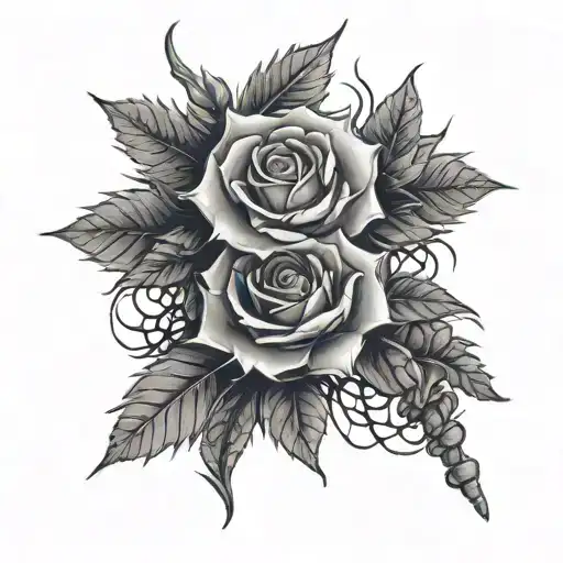 sleeve, stems with thorns, china, police, kindness, gun tattoo design idea