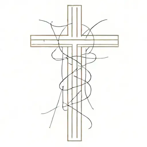 a cross made out of words kaputt and defekt tattoo design idea