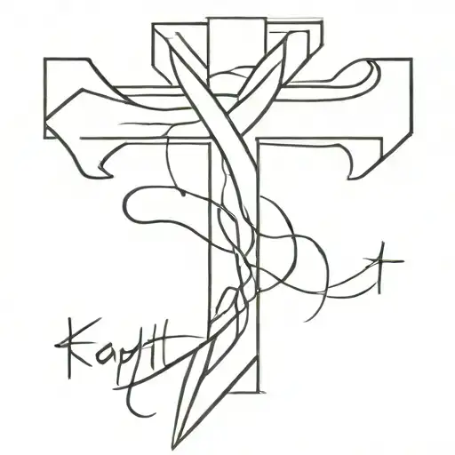 a cross with words kaputt and defekt tattoo design idea