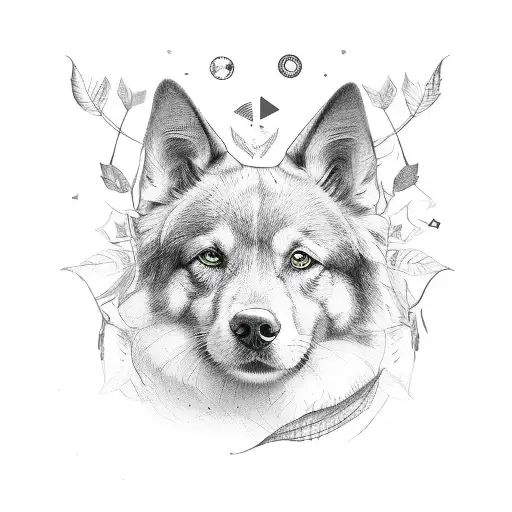 leaves + paw (dog) tattoo design idea
