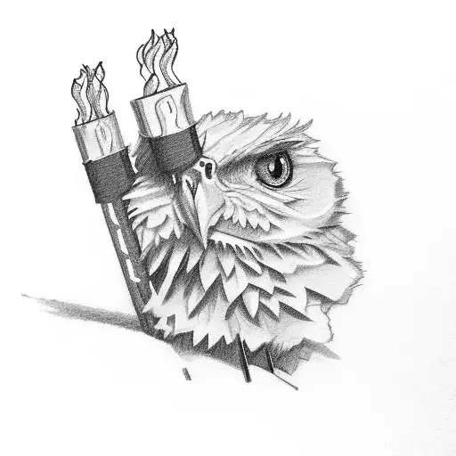 2 matchstick and lighter  tattoo design idea