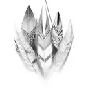 blade like feathers overlapping in rows of 3 tattoo design idea