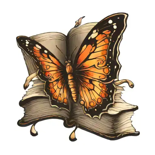books with butterfly landing on it  tattoo design idea