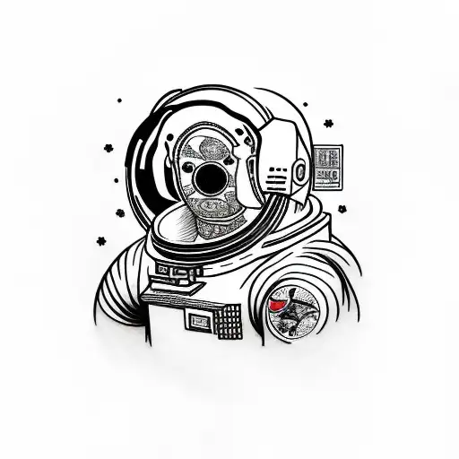astronaut and  tattoo design idea