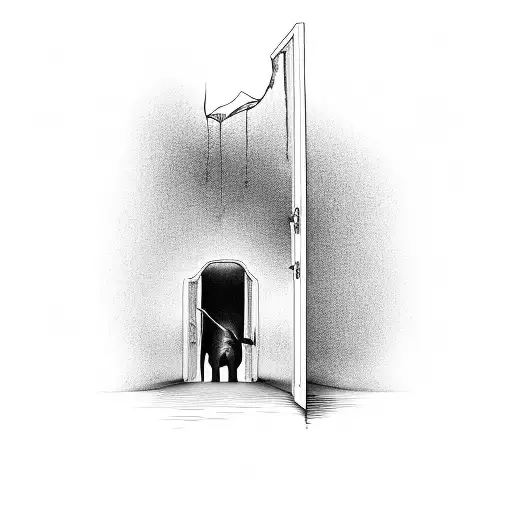 open door leading to the ocean  tattoo design idea