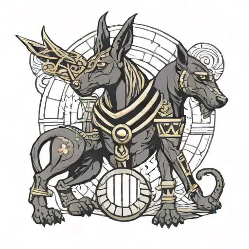 anubis holding the balance tattoo design idea