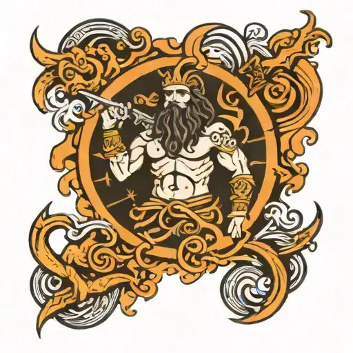 poseidon polynesia style tattoo featuring iconic symbols tattoo design idea