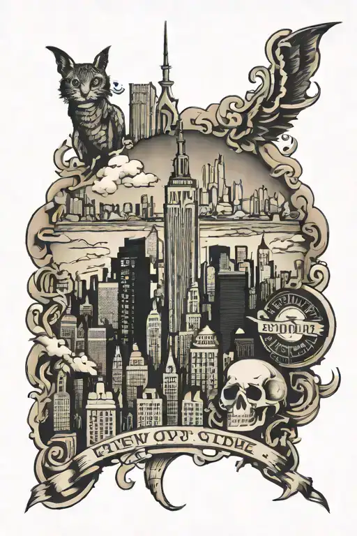 new york city skyline tattoo design idea