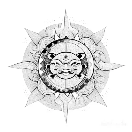 Yin yang, sun, igbo, taiwan tattoo design idea