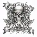 trust no bitch fear no man tattoo design idea