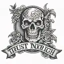 trust no bitch fear no man tattoo design idea