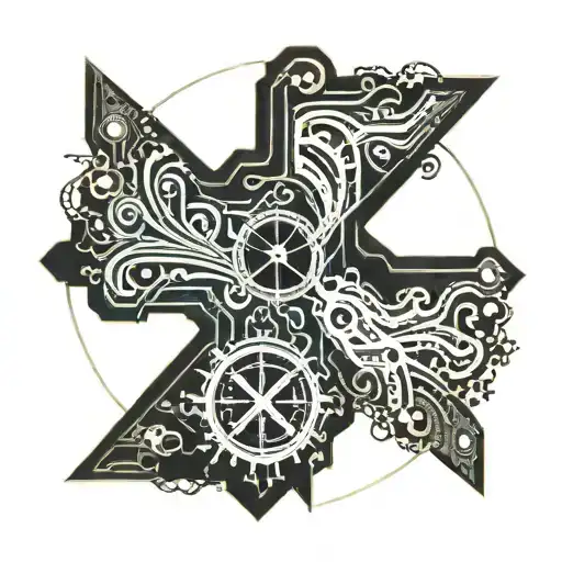 Joe Batt's Arm, Newfoundland Canada as a background, with a cross and latitude and longitude on it  tattoo design idea