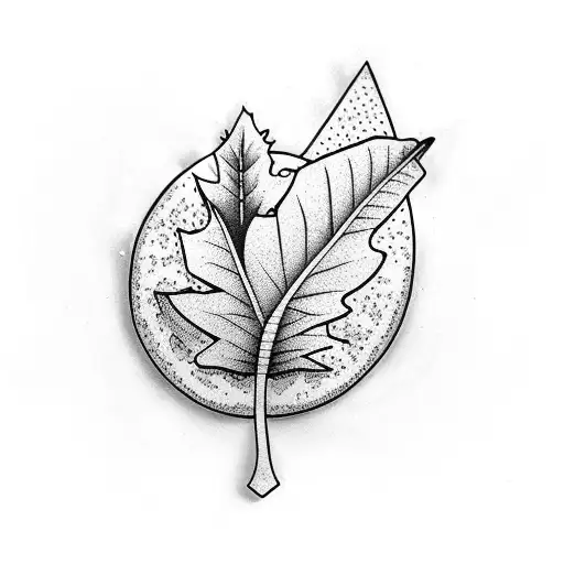 acorn with maple leaf anda veton horse tattoo design idea