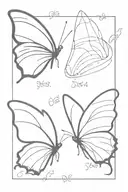 two butterflies, one open, one flying. made with fingerprints and written 1956 and 1954 on it tattoo design idea