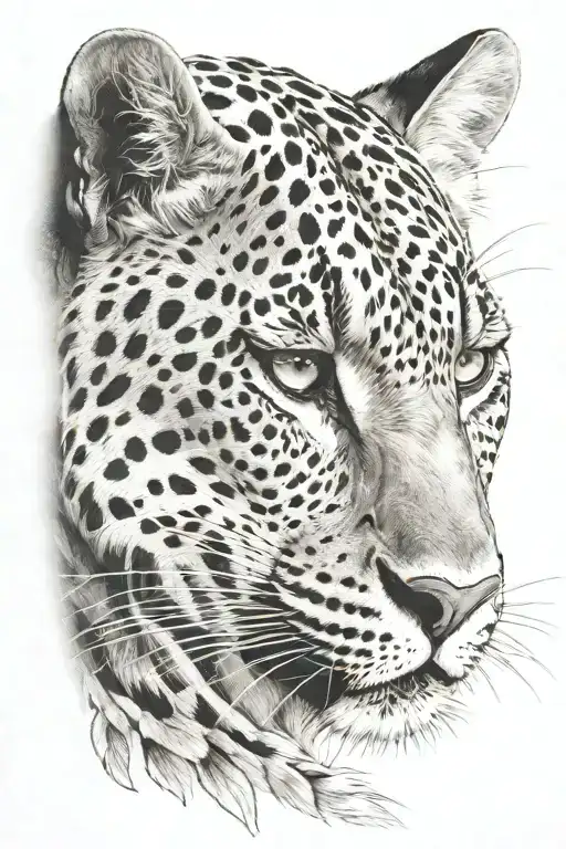 tattoo of a wise leopard full face in the shadow of the wind tattoo design idea
