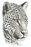 tattoo of a wise leopard full face in the shadow of the wind tattoo design idea