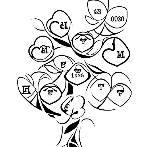 A family tree made of four leaf clovers, each leaf representing a member of the client's family tattoo design idea