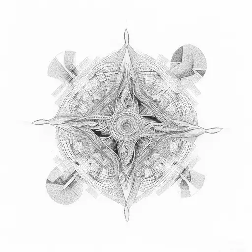 An abstract representation of a boat propeller creating intricate patterns in the water tattoo design idea