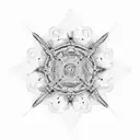 An abstract representation of a boat propeller creating intricate patterns in the water tattoo design idea