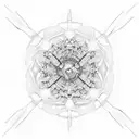 An abstract representation of a boat propeller creating intricate patterns in the water tattoo design idea