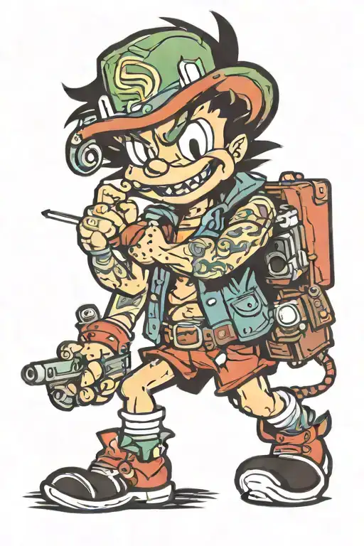 90's cartoon characters tattoo design idea