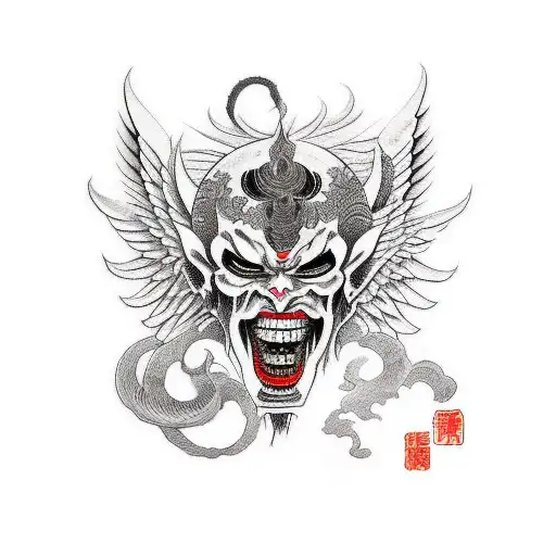 Demon with Eyeball Tattoo - TattooVox Professional Tattoo Designs Online