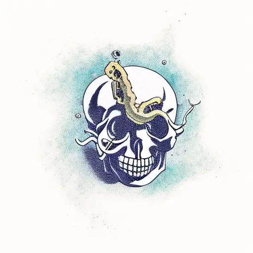 Father Time with skulls tattoo design idea