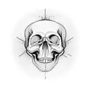 An abstract representation of a holistic symbol merging with a skull, signifying the interconnectedness of life and death tattoo design idea