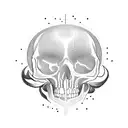 An abstract representation of a holistic symbol merging with a skull, signifying the interconnectedness of life and death tattoo design idea