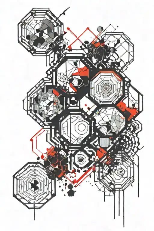  Hexagon with sketch lines  tattoo design idea