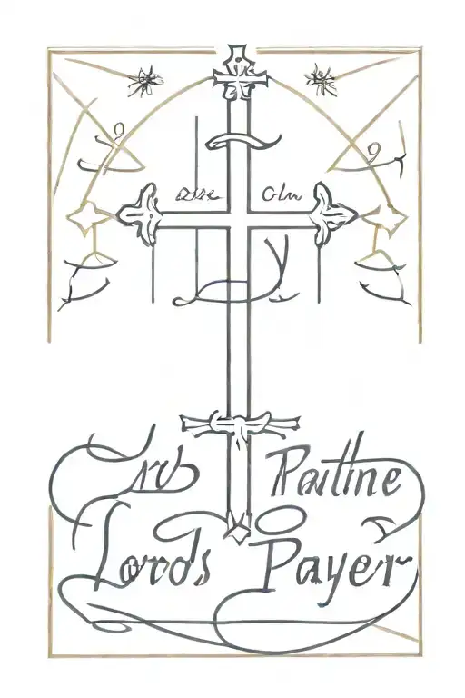 lord's prayer written tattoo design idea