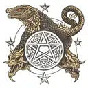 Triple moon, pentagram, snake tattoo design idea