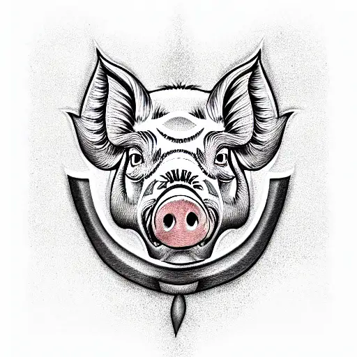 pig head tattoo design idea