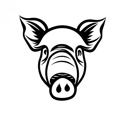 pig head tattoo design idea