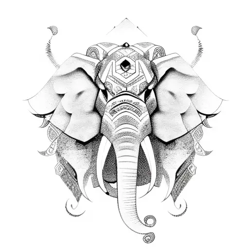 Elephant mapleleaf lion tattoo design idea