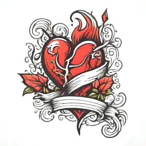 heart broken heart tattoo design idea
