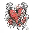 heart broken heart tattoo design idea