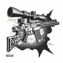 A DNA double helix morphing into a sniper rifle, combining the client's passion for medicine and military intelligence tattoo design idea