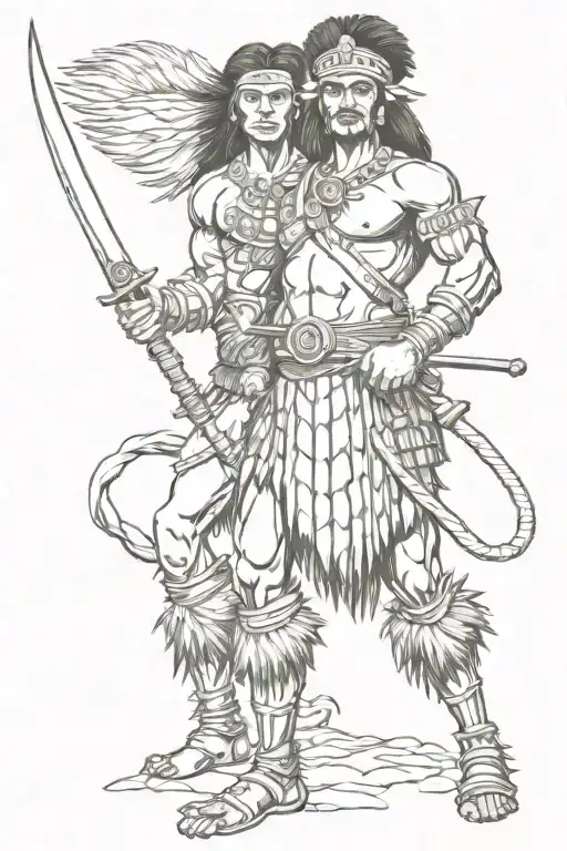 lapu lapu lapu warrior with australian warrior  tattoo design idea