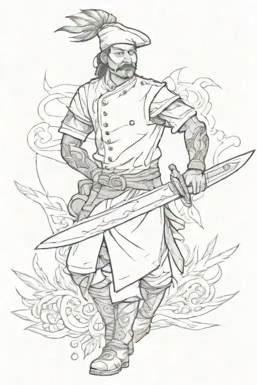 filipino warrior inside a chef knife tattoo design idea
