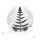 snow capped mountain range with New Zealand fern reflecting in the water below tattoo design idea