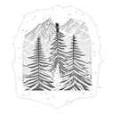 snow capped mountain range with New Zealand fern reflecting in the water below tattoo design idea